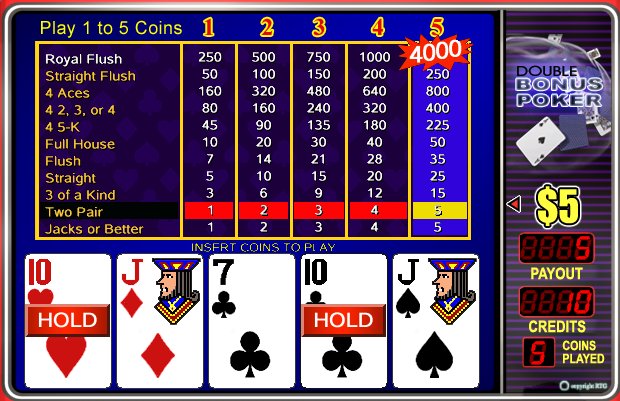 Double Bonus Poker Video Poker Game